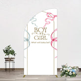 Lofaris Blue Pink Ribbon Boy Or Girl Baby Shower Half Moon Arch Backdrop